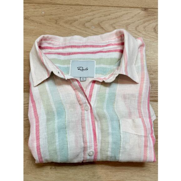 Rails Tops - Rails Charli Linen Blend Pastel Multicolor Button-Up Size- L